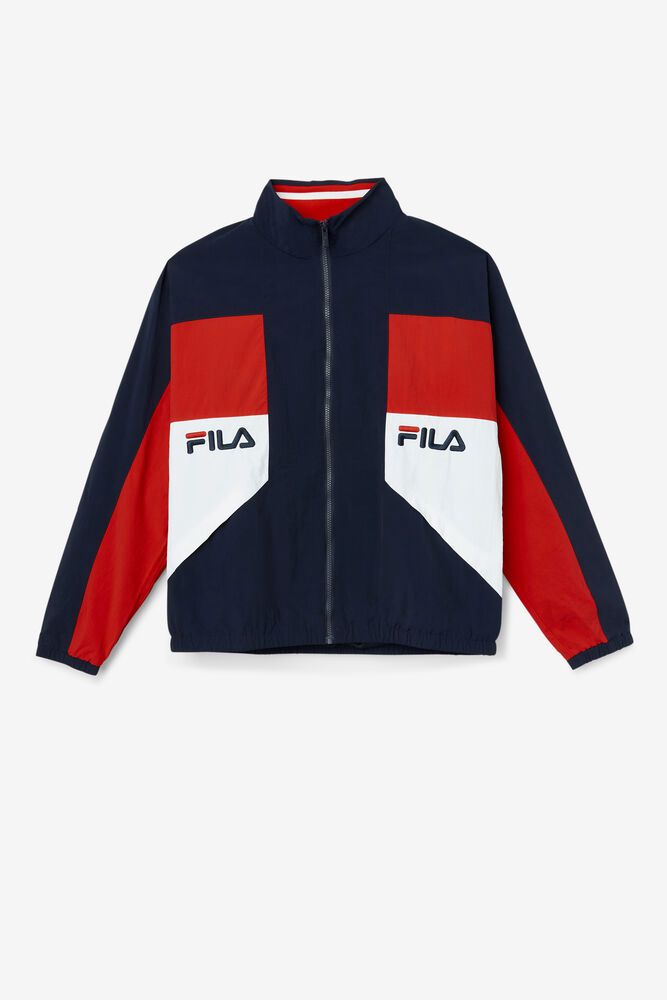 Fila Jacket Mens Navy/Red/White - Obasi Wind - Philippines 9154832-UZ